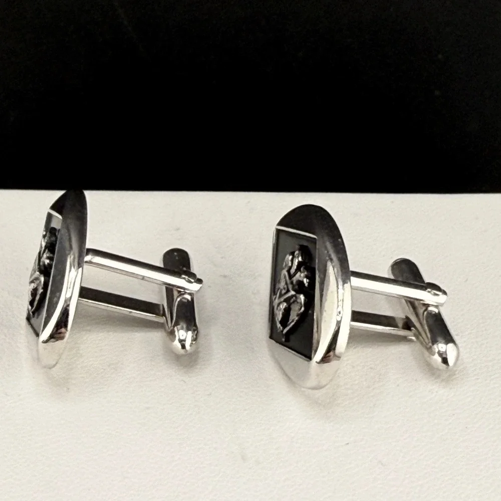 Vintage Swank Cufflinks Silver Tone‎ Masonic Scottish Rite Double Eagle